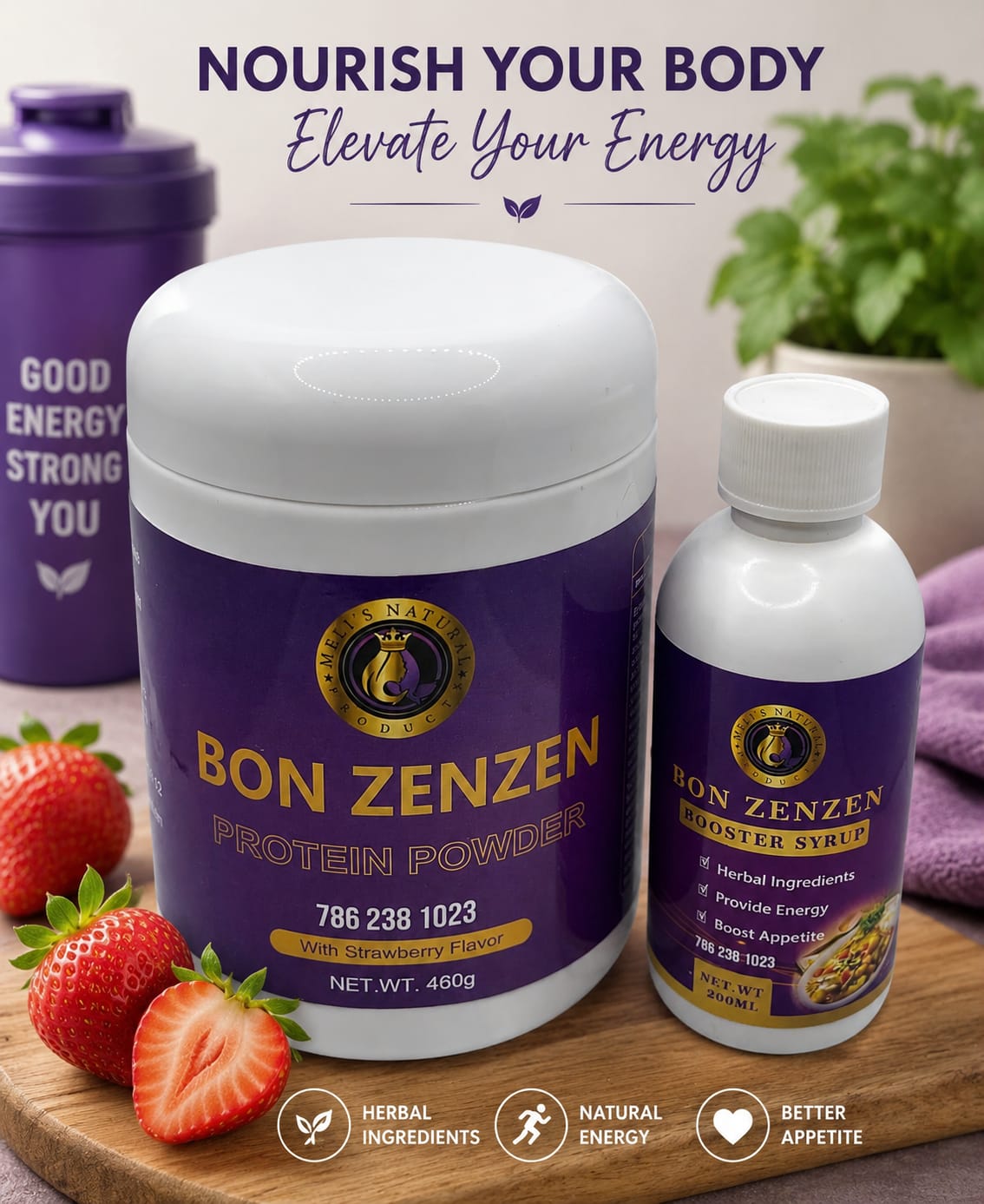 2 products Protein and capsules booster syrup
